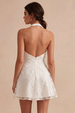 Halter A-Line Elegant Little White Dress