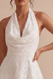 Halter A-Line Elegant Little White Dress