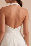 Halter A-Line Elegant Little White Dress