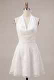 Halter A-Line Elegant Little White Dress