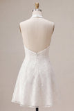 Halter A-Line Elegant Little White Dress