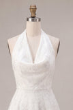Halter A-Line Elegant Little White Dress