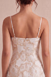 Ivory Bodycon Spaghetti Straps Jacquard Mini Bridal Shower Dress