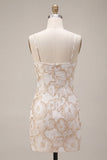 Ivory Bodycon Spaghetti Straps Jacquard Mini Bridal Shower Dress
