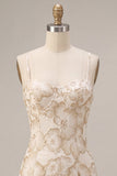 Ivory Bodycon Spaghetti Straps Jacquard Mini Bridal Shower Dress