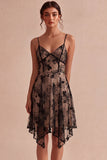Ivory A-Line Spaghetti Straps Asymmetrical Graduation Dress
