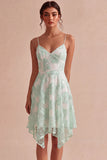 Ivory A-Line Spaghetti Straps Asymmetrical Graduation Dress