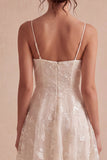 Ivory A-Line Spaghetti Straps Asymmetrical Graduation Dress