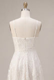 Ivory A-Line Spaghetti Straps Asymmetrical Graduation Dress