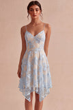 Ivory A-Line Spaghetti Straps Asymmetrical Graduation Dress