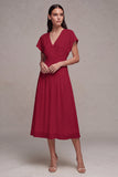 White A-Line Chiffon V-Neck Mini Engagement Dress