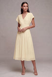 White A-Line Chiffon V-Neck Mini Engagement Dress