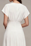 White A-Line Chiffon V-Neck Mini Engagement Dress