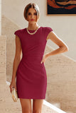 Bodycon Round Neck Little White Dress with Cap Sleeves