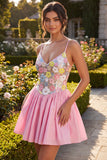 Pink Sequins A-Line Spaghetti Straps Party Dress with Sequins