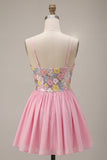 Pink Sequins A-Line Spaghetti Straps Party Dress with Sequins