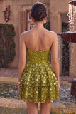 Olive A-Line Tiered Strapless Sequins Short Cocktail Dress