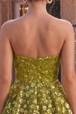 Olive A-Line Tiered Strapless Sequins Short Cocktail Dress