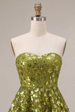 Olive A-Line Tiered Strapless Sequins Short Cocktail Dress