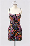 Lilac Bodycon Sequins Short Cocktail Dress with Lace Up Back