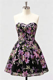 Sweetheart A-Line Lilac Sequins Cocktail Dress with Lace Up Back