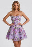 Sweetheart A-Line Lilac Sequins Cocktail Dress with Lace Up Back