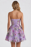 Sweetheart A-Line Lilac Sequins Cocktail Dress with Lace Up Back
