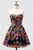 Sweetheart A-Line Lilac Sequins Cocktail Dress with Lace Up Back
