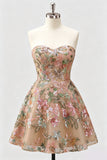 Sweetheart A-Line Lilac Sequins Cocktail Dress with Lace Up Back