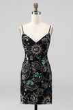 Sparkly Bodycon Sequins Short Cocktail Party Dress with Lace Up Back