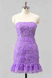 Strapless Sage Green Bodycon Ruffled Beaded Graduation Dress with Lace Up Back