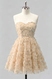 Sweetheart A-Line Dusty Rose Floral Beaded Graduation Dress