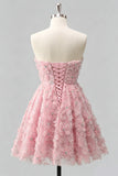 Sweetheart A-Line Dusty Rose Floral Beaded Graduation Dress