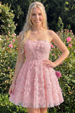Sweetheart A-Line Dusty Rose Floral Beaded Graduation Dress