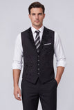 Black Peak Lapel Single Breasted Men's Suit Vest with Beading