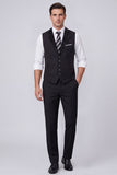 Black Peak Lapel Single Breasted Men's Suit Vest with Beading