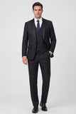 Dark Navy 3 Piece Shawl Lapel Slim Fit Men's Suits