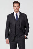 Dark Navy 3 Piece Shawl Lapel Slim Fit Men's Suits