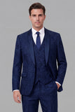Dark Navy 3 Piece Shawl Lapel Slim Fit Men's Suits