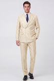 Black Peak Lapel 2 Piece Double Breasted Men's Work Suits