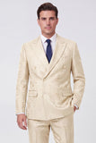 Black Peak Lapel 2 Piece Double Breasted Men's Work Suits