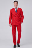 Black Peak Lapel 2 Piece Double Breasted Men's Work Suits
