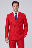 Black Peak Lapel 2 Piece Double Breasted Men's Work Suits