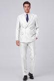Black Peak Lapel 2 Piece Double Breasted Men's Work Suits