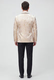 2 Piece Gold Shawl Lapel Jacquard Men's Suits