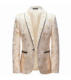2 Piece Gold Shawl Lapel Jacquard Men's Suits
