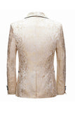 2 Piece Gold Shawl Lapel Jacquard Men's Suits