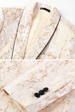 2 Piece Gold Shawl Lapel Jacquard Men's Suits