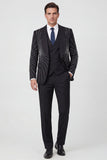 Black Shawl Lapel 3 Piece Slim Fit One Button Men's Suits with Beading