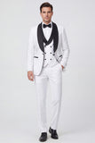 Black Shawl Lapel 3 Piece Slim Fit One Button Men's Suits with Beading